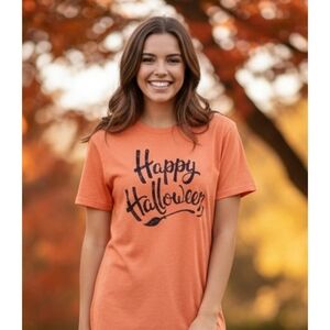 Celebrate it Halloween Graphic top with broomstick Orange Size 3X